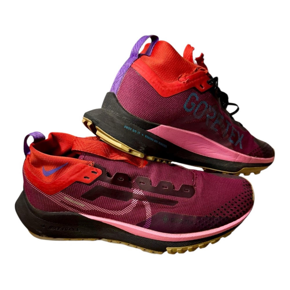 Nike‎ React Pegasus Trail GTX 4 Gore-Tex Maroon Orange Running Shoe US Women's 8